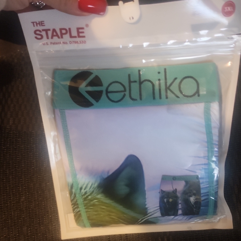 Ethika Staple Boxer Briefs with Wolf Print in Green and White